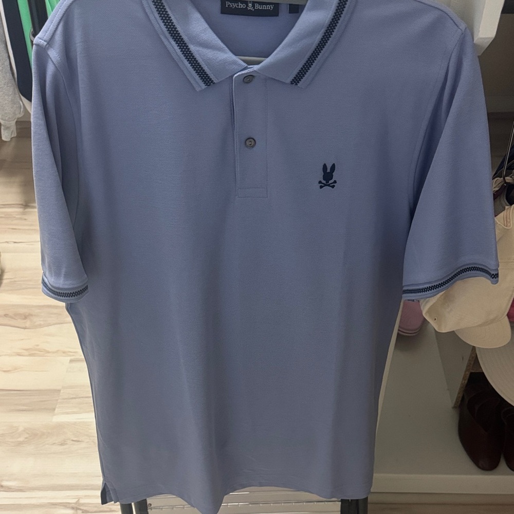 Psycho Bunny Men’s Periwinkle Polo with Navy Trim